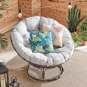 Moon Gray Papasan Chair w/ Cushion Durable Home, Grey