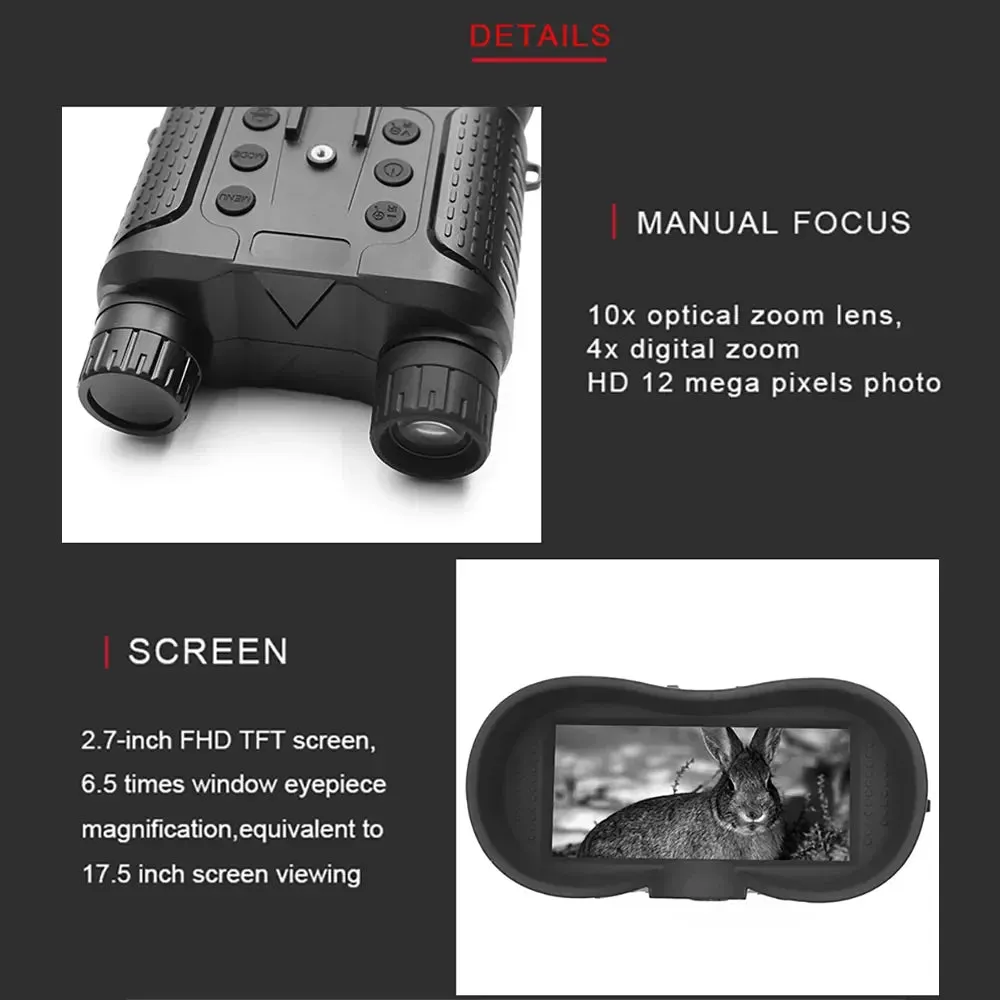 NV8160 Night Vision Binoculars 1080P HD 8x Digital Infrared Head Mount Hunting Telescope 400m Surveillance Camping Equipment