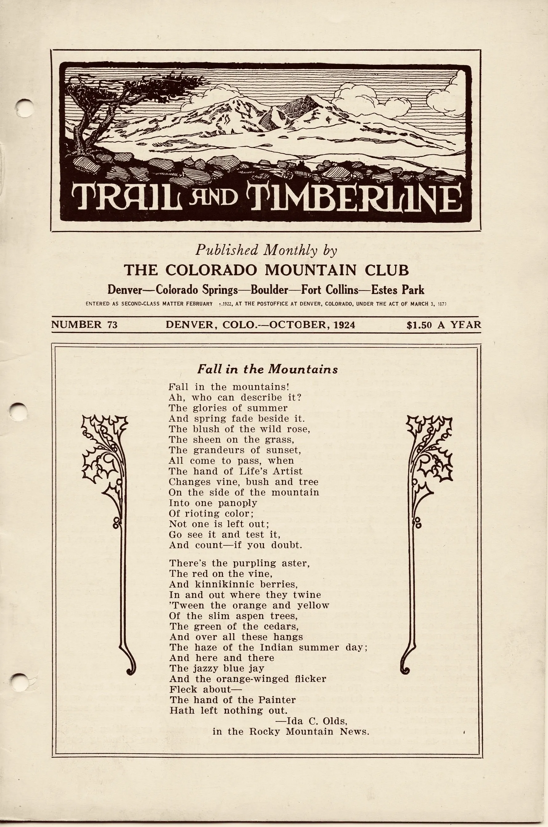 October 1924 - Trail & Timberline - Ascent of Rock Tower or "Mary Vaux"