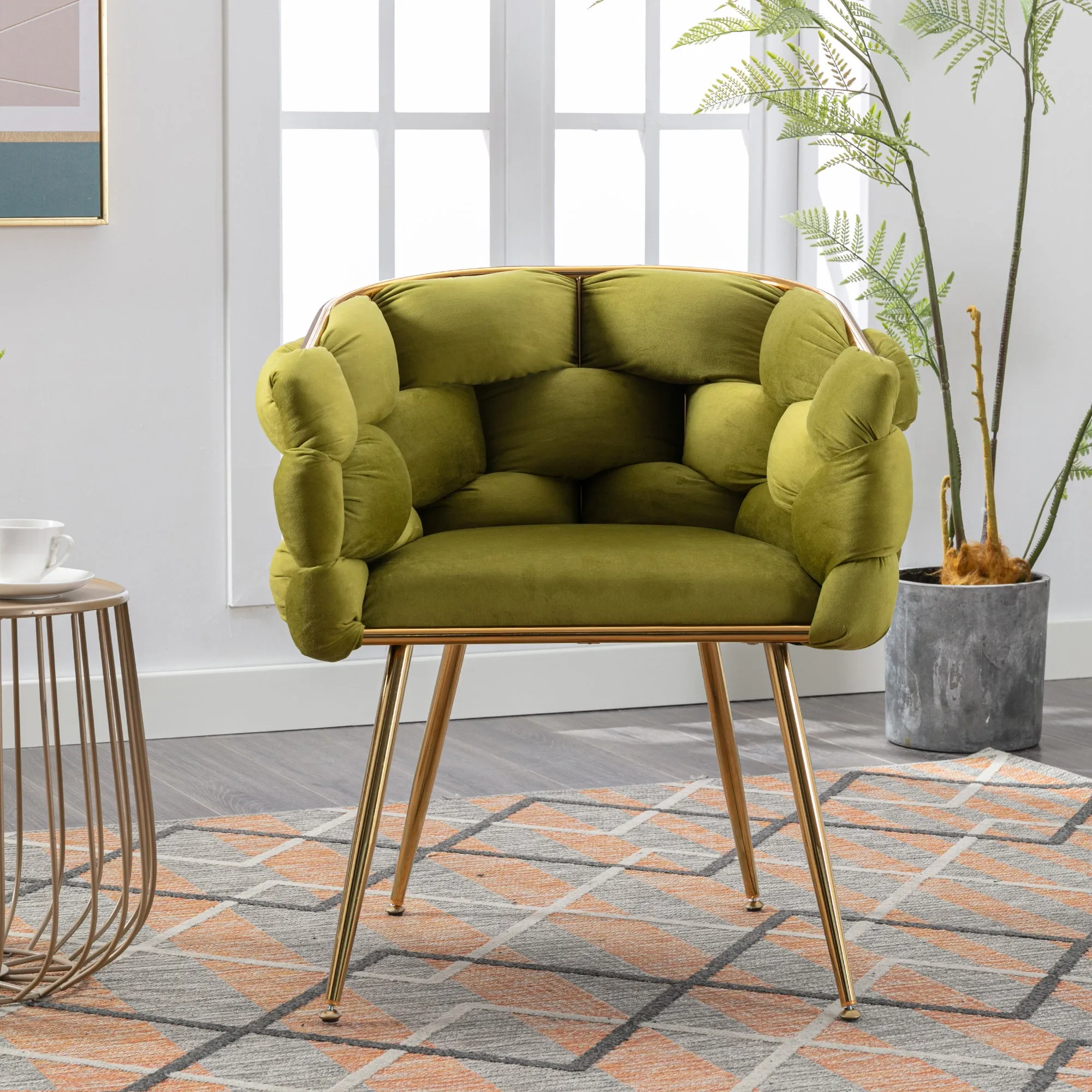 Olive Green Luxury Modern Simple Leisure Velvet Single Sofa Chair Set of 2
