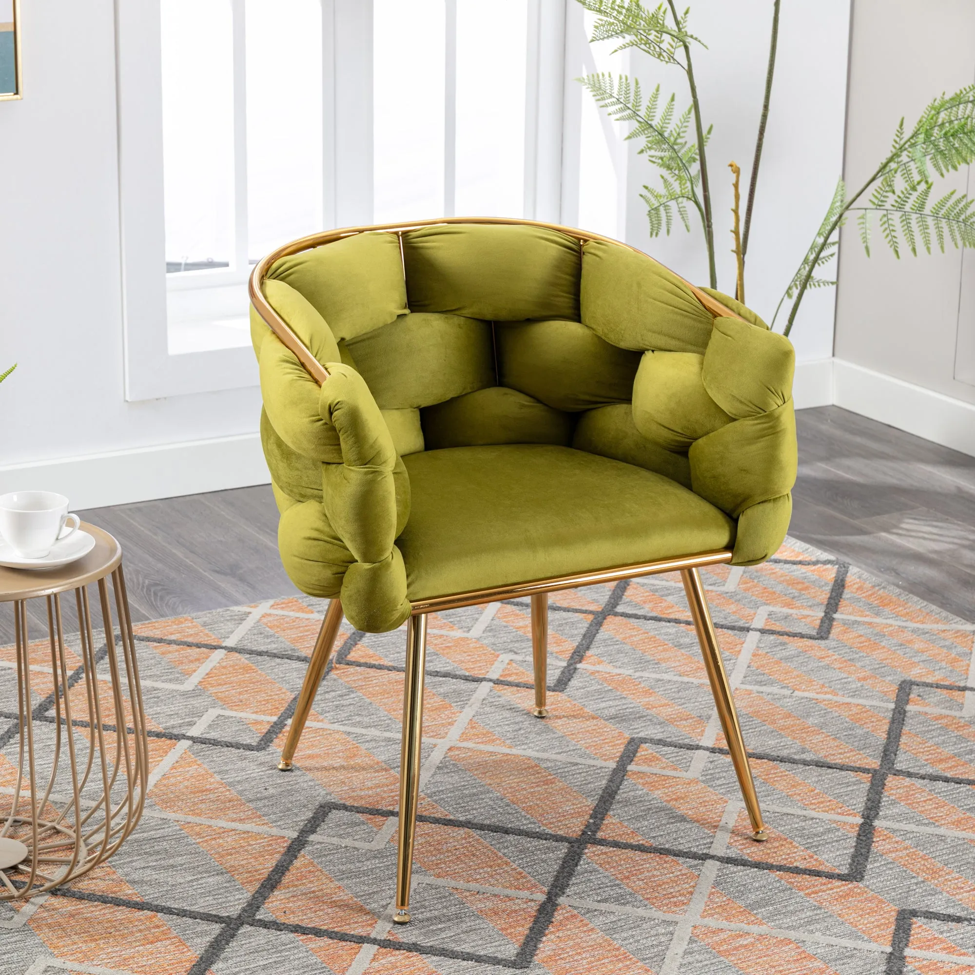 Olive Green Luxury Modern Simple Leisure Velvet Single Sofa Chair Set of 2