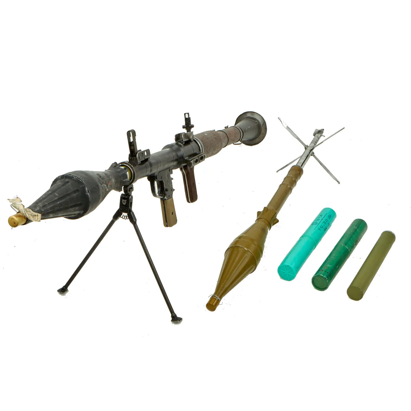 Original Russian Cold War 1966 dated RPG-7 Rocket Propelled Grenade Launcher with COMBLOC & CHICOM Training Rounds - INERT