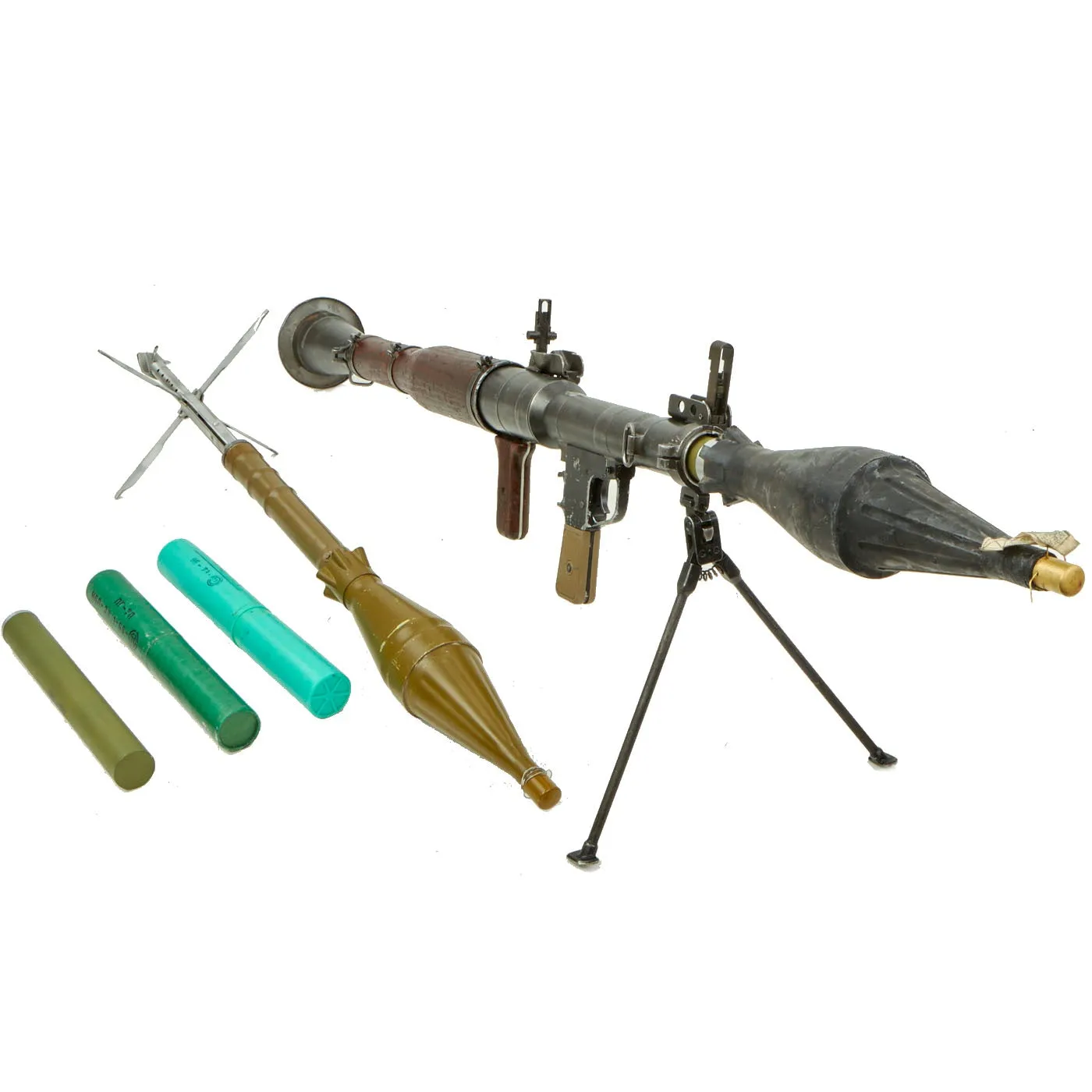 Original Russian Cold War 1966 dated RPG-7 Rocket Propelled Grenade Launcher with COMBLOC & CHICOM Training Rounds - INERT