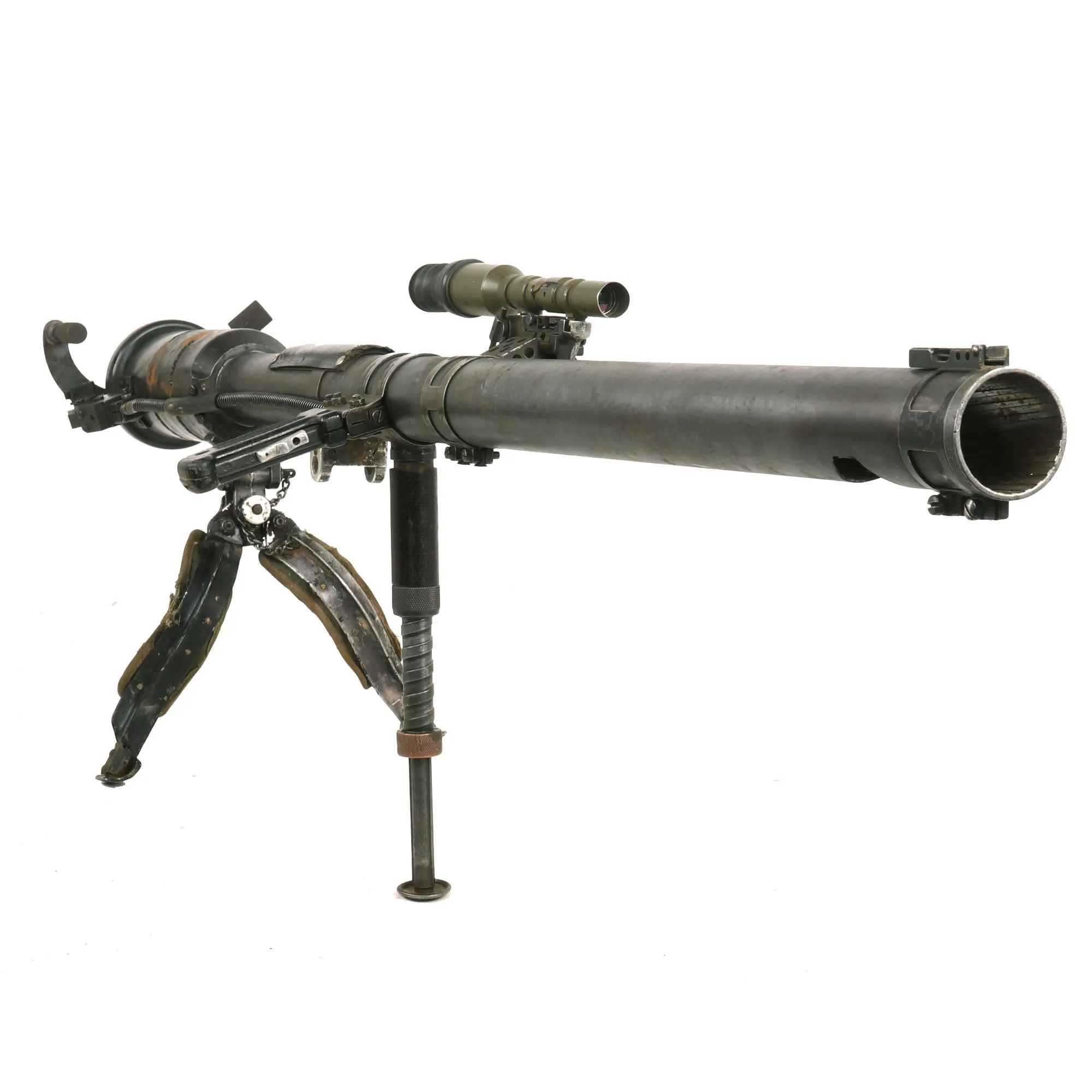 Original U.S. WWII 1945 Dated Paratrooper M18 Recoilless Rifle with Field Cover, 57mm Round in Canister & More - Inert