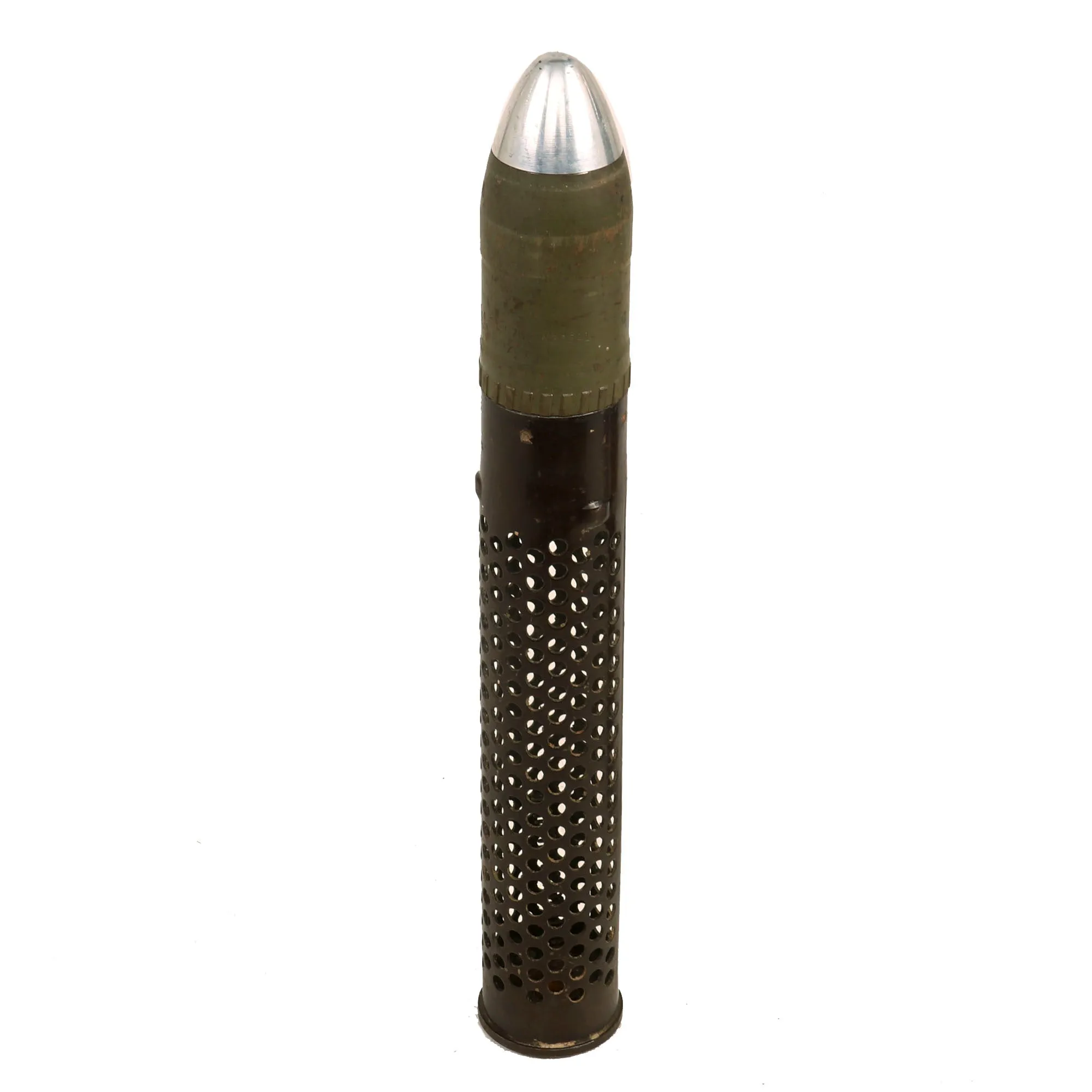 Original U.S. WWII 1945 Dated Paratrooper M18 Recoilless Rifle with Field Cover, 57mm Round in Canister & More - Inert
