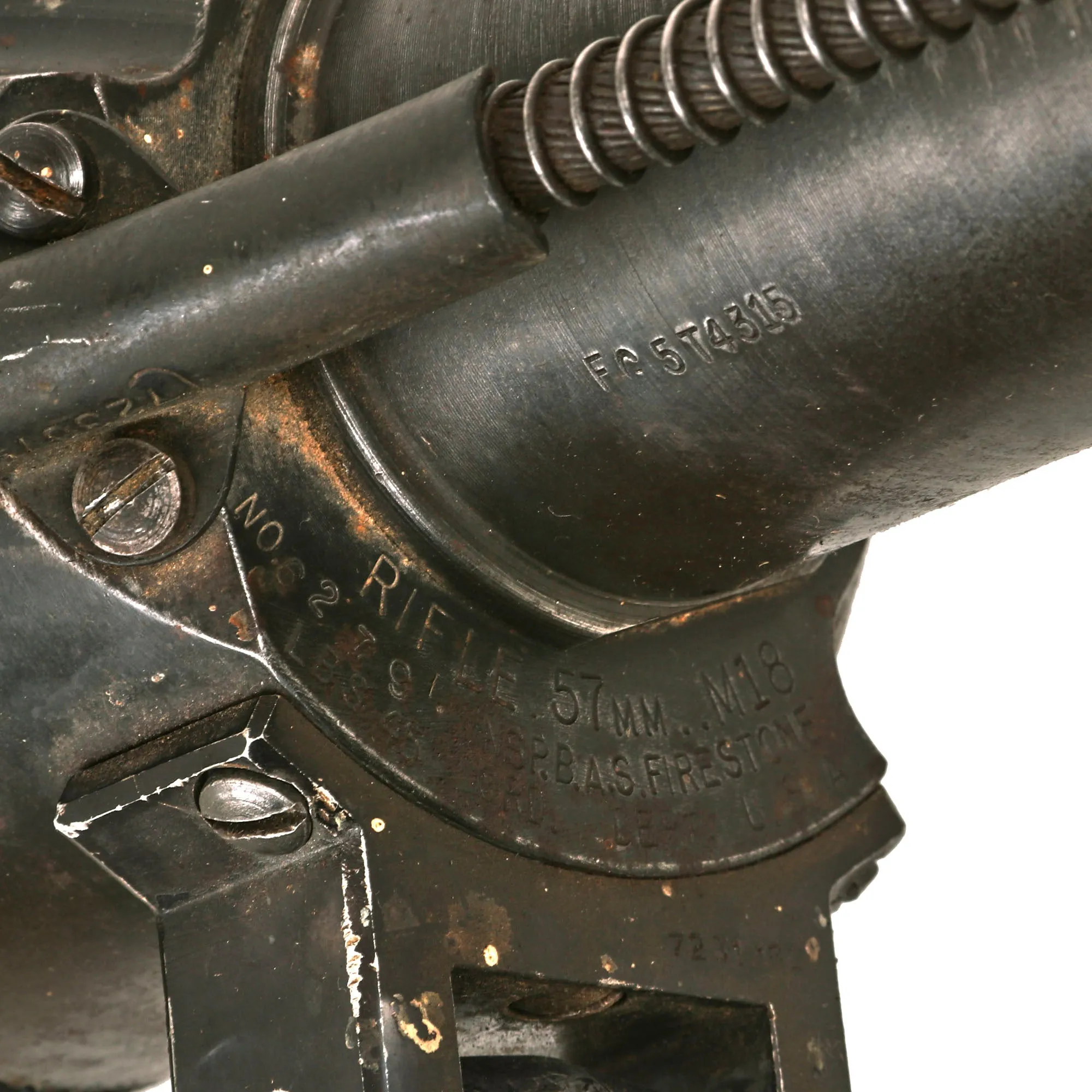 Original U.S. WWII 1945 Dated Paratrooper M18 Recoilless Rifle with Field Cover, 57mm Round in Canister & More - Inert