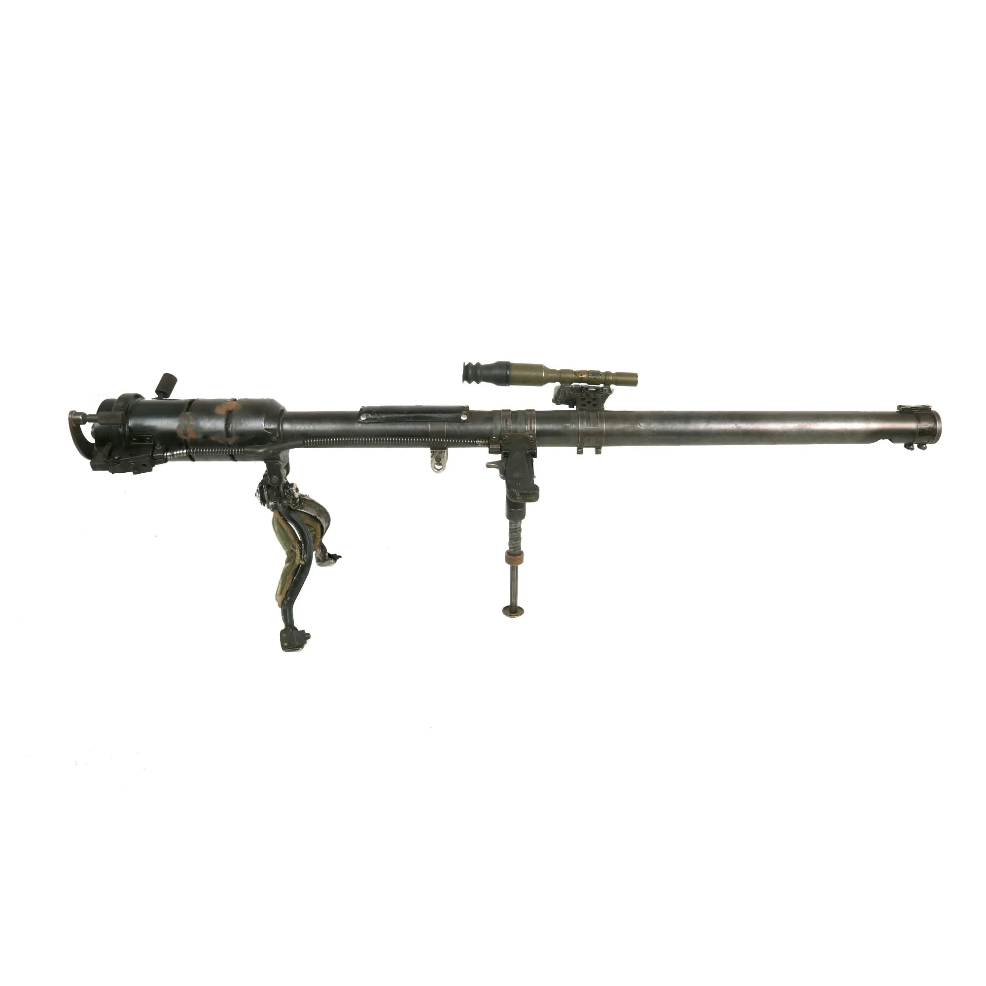 Original U.S. WWII 1945 Dated Paratrooper M18 Recoilless Rifle with Field Cover, 57mm Round in Canister & More - Inert