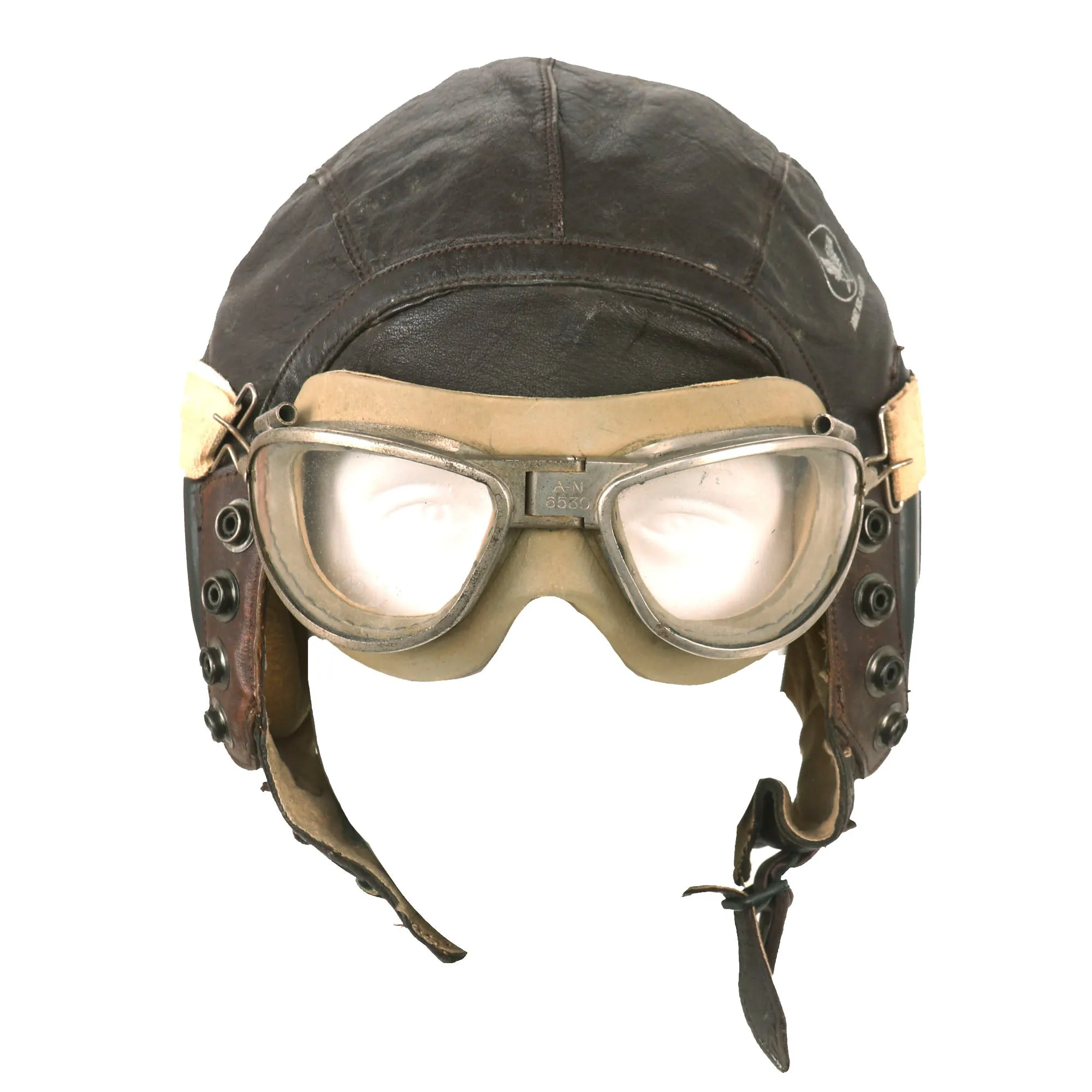 Original U.S. WWII Army Air Forces Aviator Flight Set - A-11 Flying Helmet, AN6530 Goggles, A-14 Oxygen Mask