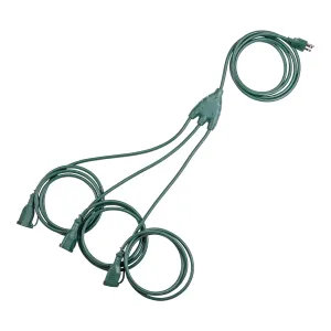 Outdoor Extension Power Cord 1 to 3 Splitter Watproof 25 ft Multi Grounded Outlets Bn-link
