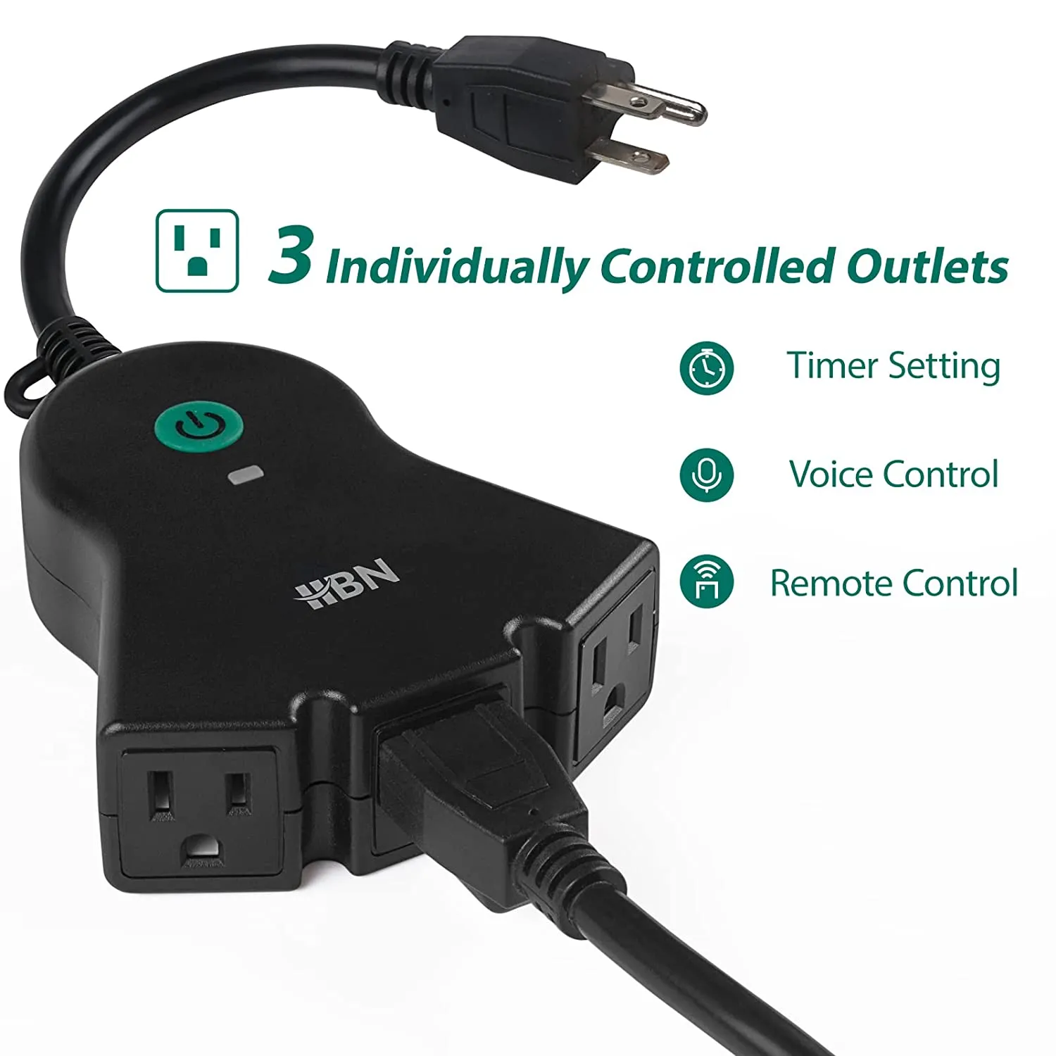 Outdoor Smart Plug Wi-Fi Heavy Duty Outlet with 3 Independent Outlets Compatible Function HBN