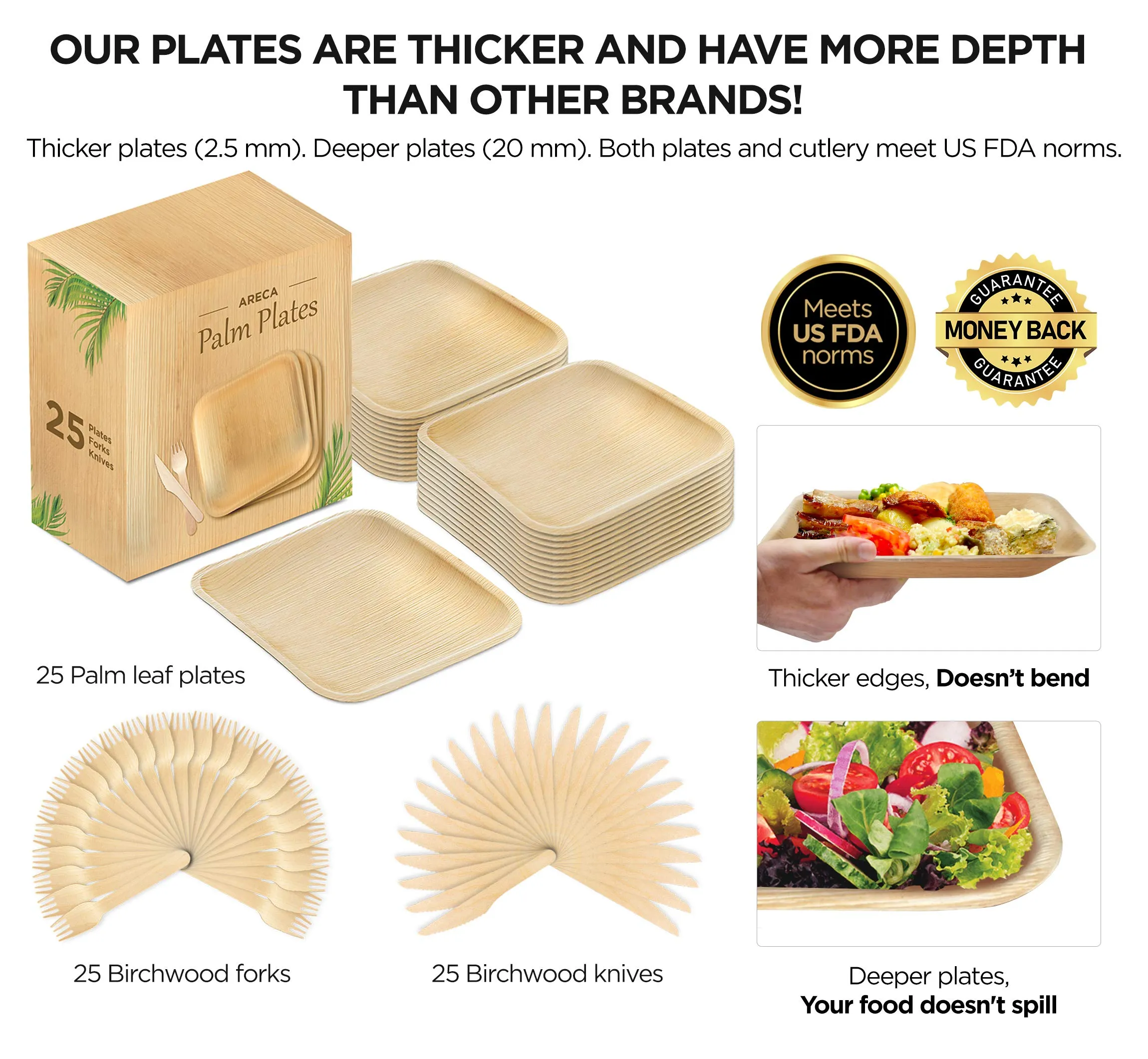 Palm Leaf Plates Biodegradable Plates Wood Plates Eco Friendly Disposable Plates With 25