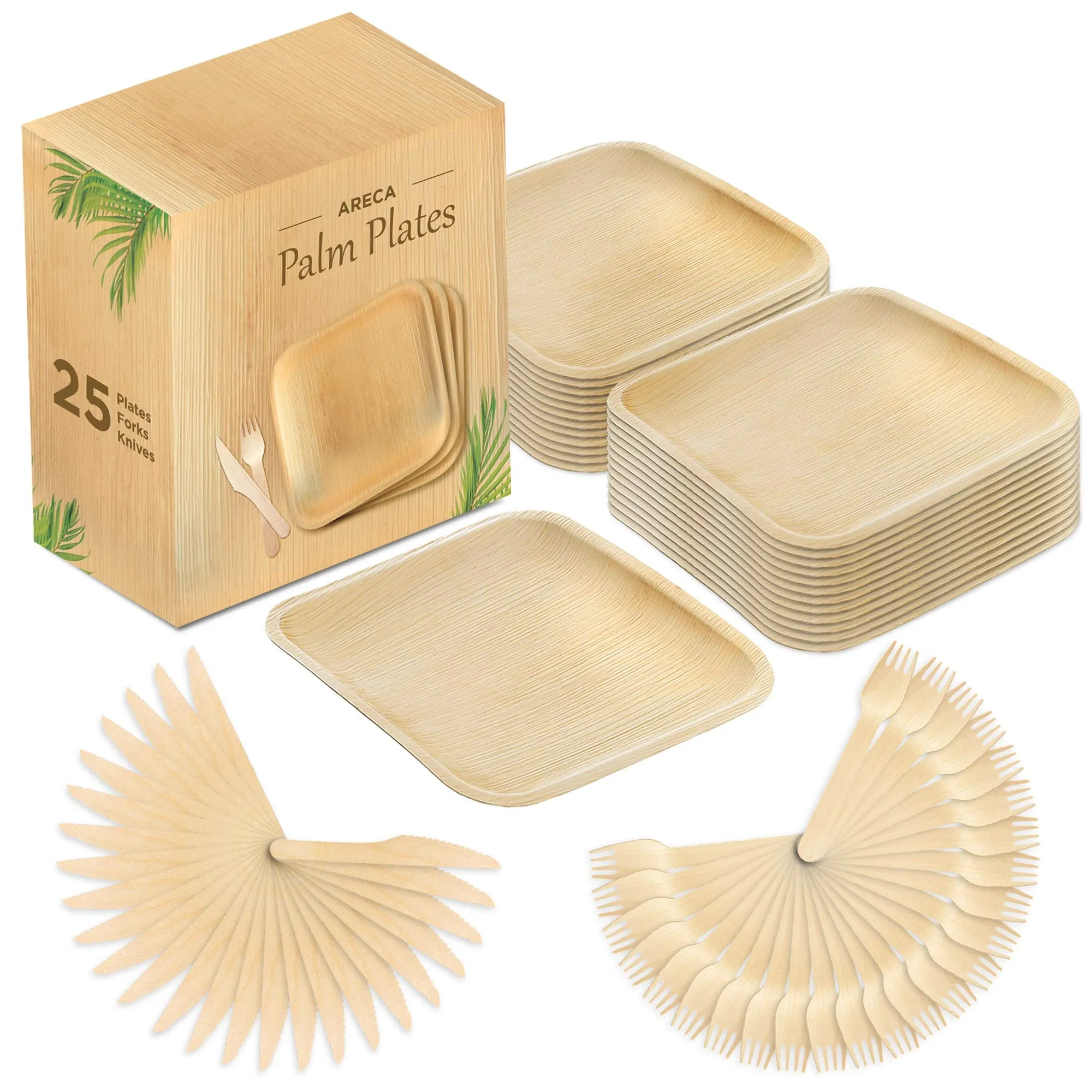 Palm Leaf Plates Biodegradable Plates Wood Plates Eco Friendly Disposable Plates With 25