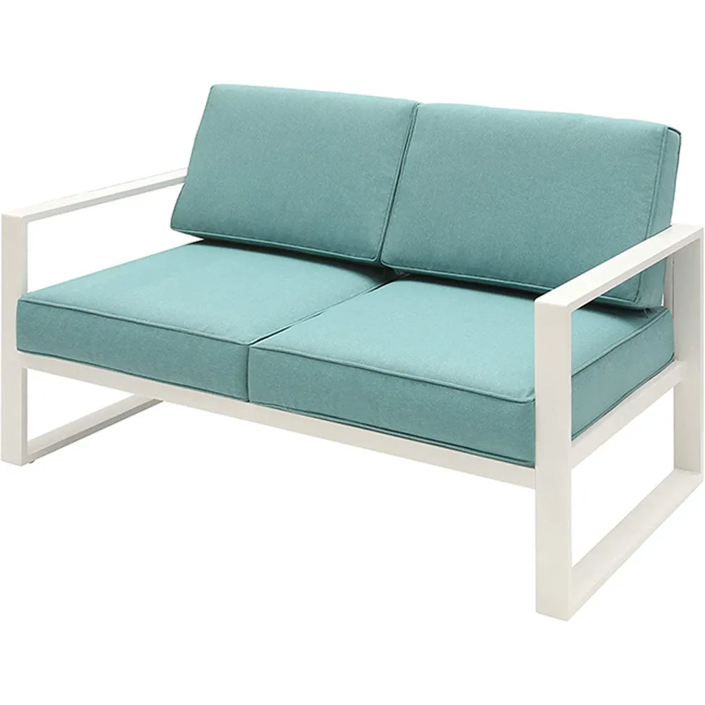 Patio Furniture Aluminum Outdoor Loveseat, All-Weather Patio Sofa Modern Metal Couch