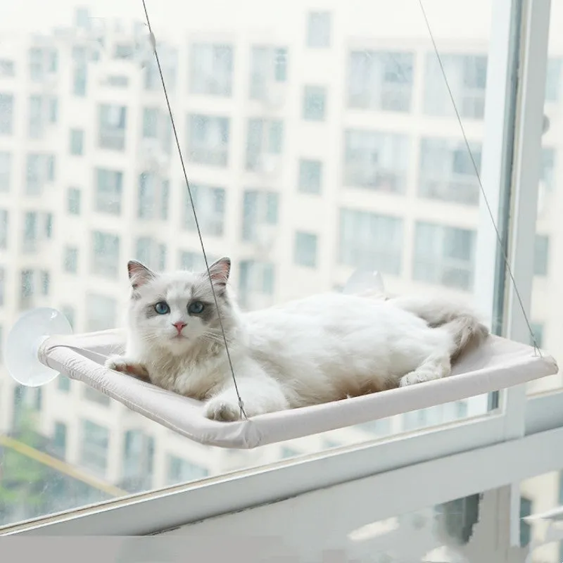 Pet Litter Sucker Hanging Cat Window Hammock /  Hamaca colgante para ventana para gatos con ventosa para arena de mascotas