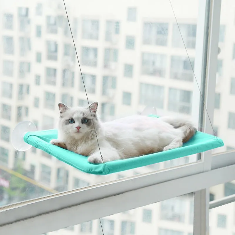 Pet Litter Sucker Hanging Cat Window Hammock /  Hamaca colgante para ventana para gatos con ventosa para arena de mascotas
