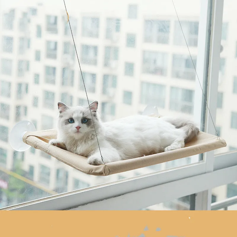 Pet Litter Sucker Hanging Cat Window Hammock /  Hamaca colgante para ventana para gatos con ventosa para arena de mascotas