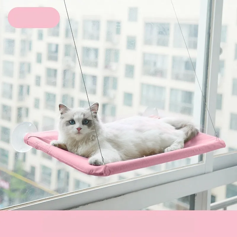 Pet Litter Sucker Hanging Cat Window Hammock /  Hamaca colgante para ventana para gatos con ventosa para arena de mascotas