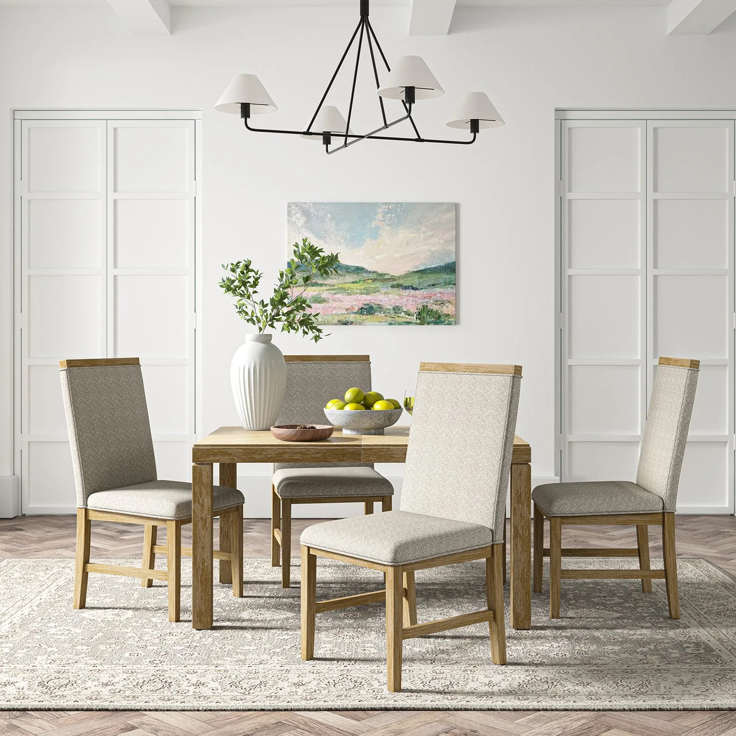 Reynold Modern Upholstered Dining Chair with Solid Wood Leg Set of 2/4/6
