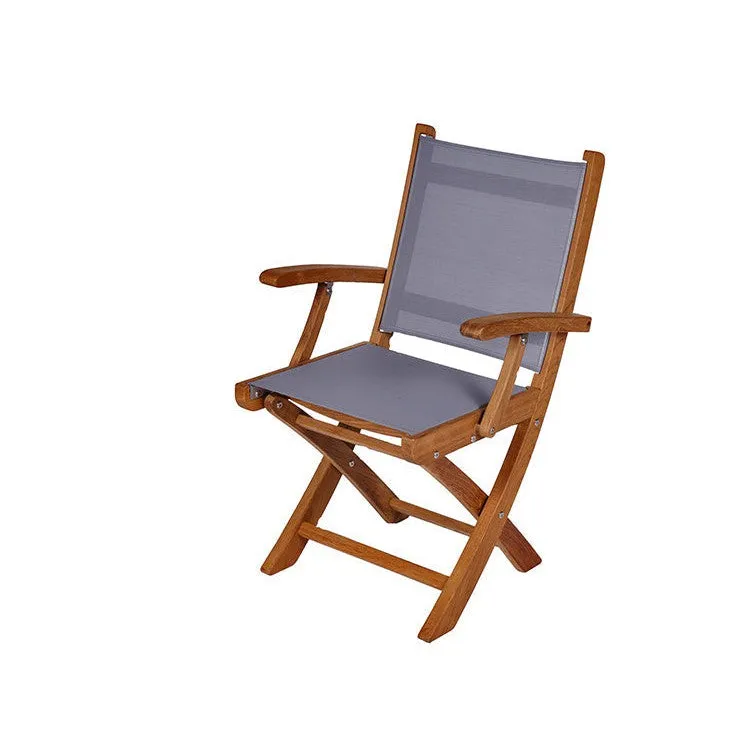 Rinjani Teak 7pc Outdoor Dining Set (Teak 94" Rectangular Table with 6 Teak Yacht Folding Armchairs)