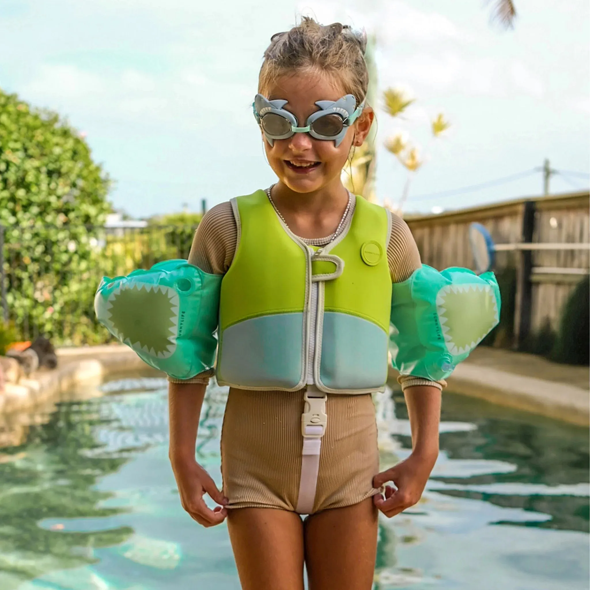 Salty the Shark Mini Swim Goggles (Aqua)