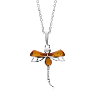 Sterling Silver Amber Dragonfly Pendant
