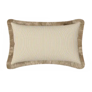 Tahiti Natural Stripe - 30x50cm Fringed Outdoor Cushion