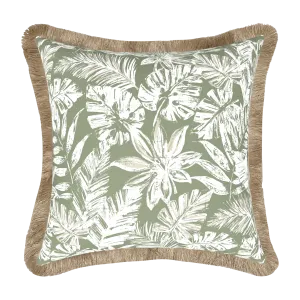 Tahiti Sage Escape - 50x50cm Fringed Outdoor Cushion