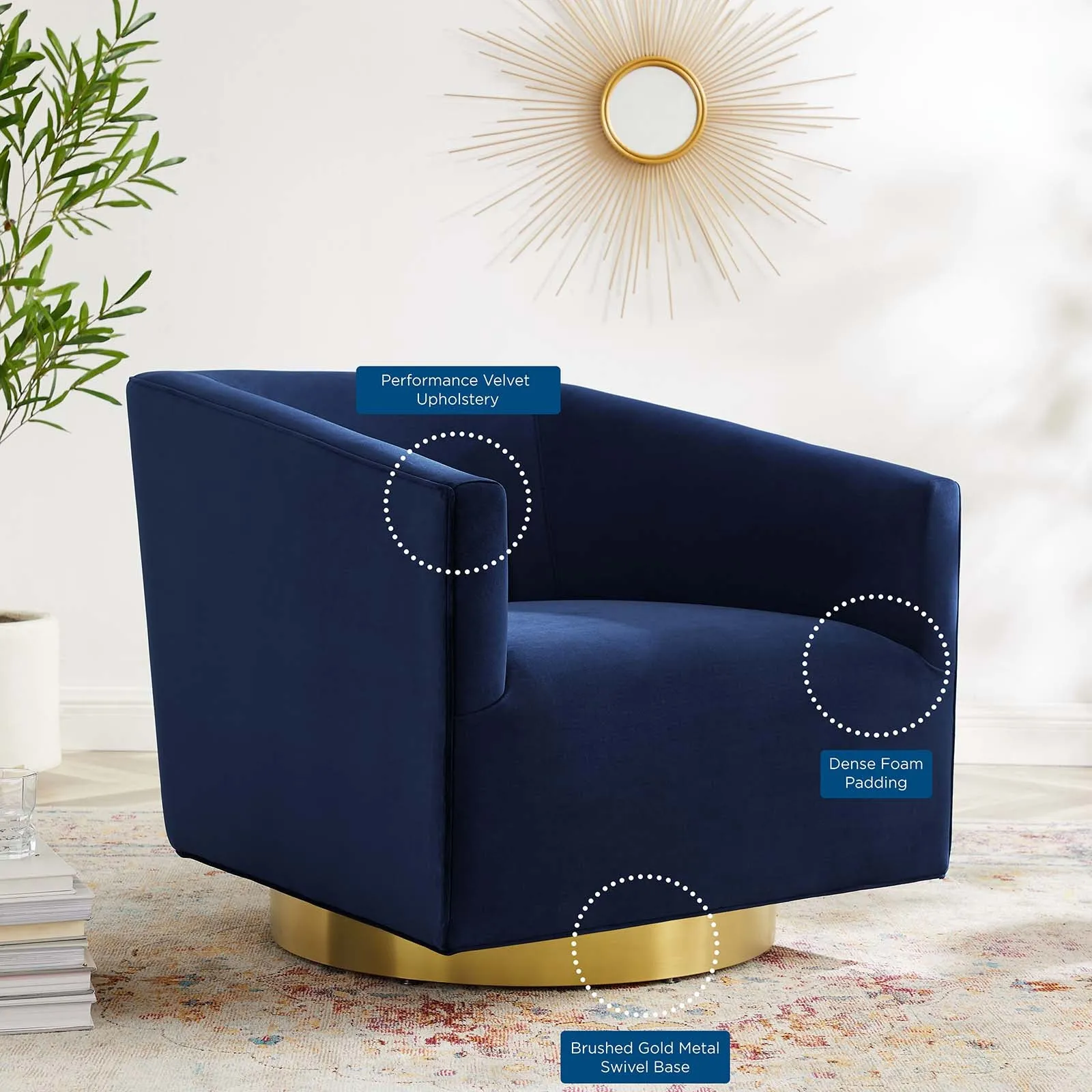 Twist  Accent Lounge Performance Velvet Swivel Chair