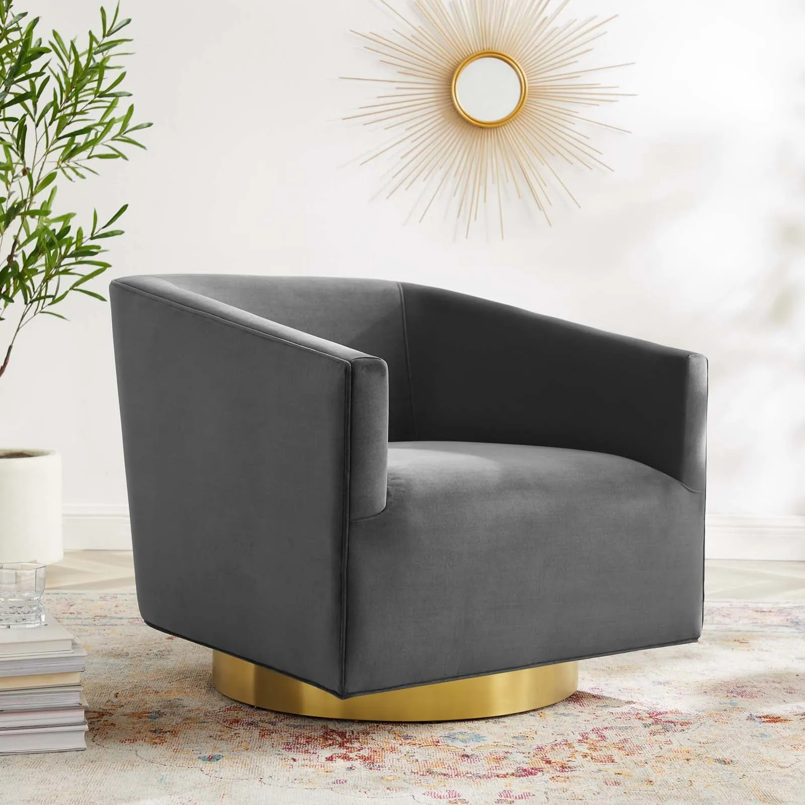 Twist  Accent Lounge Performance Velvet Swivel Chair