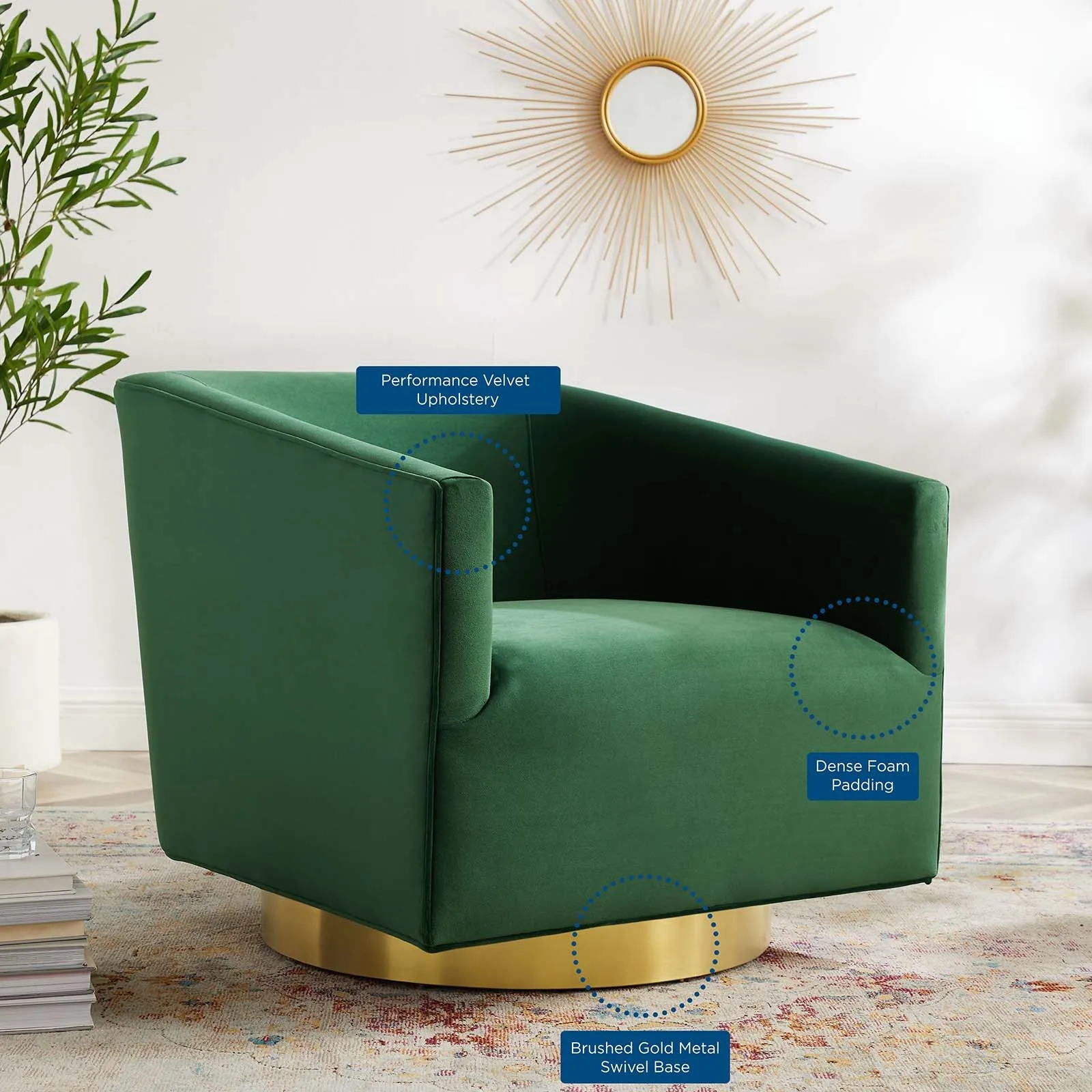 Twist  Accent Lounge Performance Velvet Swivel Chair