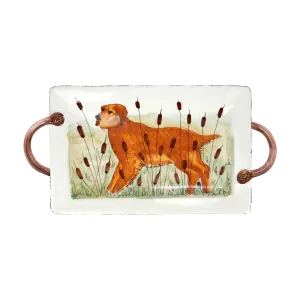 Vietri Wildlife Hunting Dog Handled Rectangular Platter