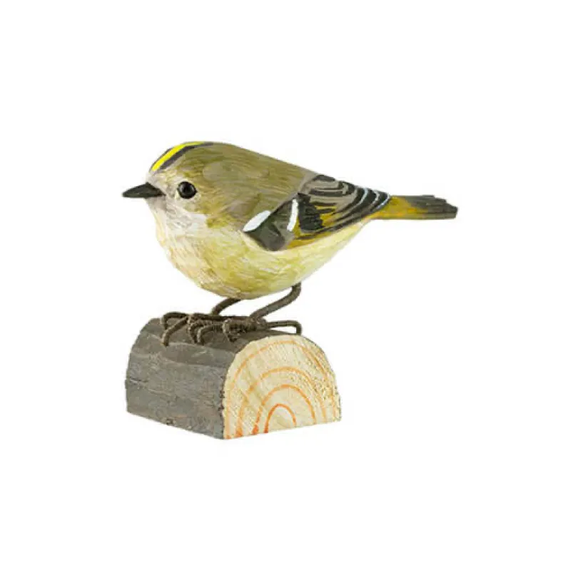 Wildlife Garden Decobird Carved Wooden Goldcrest