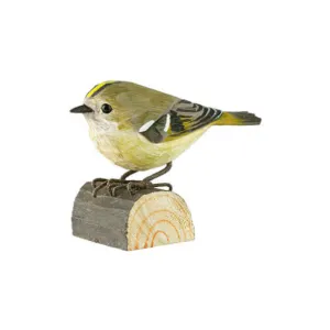 Wildlife Garden Decobird Carved Wooden Goldcrest