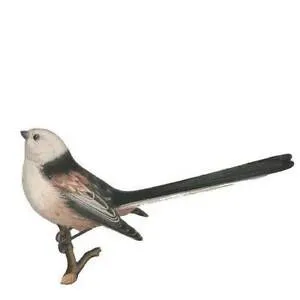 Wildlife Garden Decobird Hand Carved Wooden Figure of a Long tailed Tit