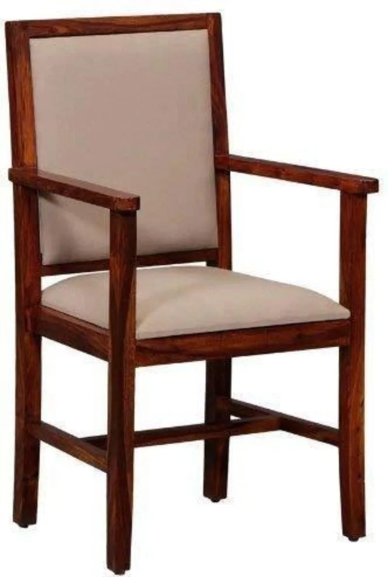 Wooden Twist Wood Standard Arm Cushioned Comfort Back Rest Seating Chair (Sheesham Wood)